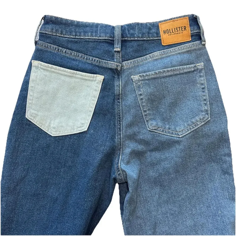 Hollister Patchwork Denim Ultra High-Rise Mom Jeans W24 Vintage Stretch Blue - Picture 3 of 7